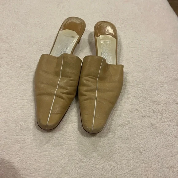 Salvatore Ferragamo Tan Leather Mules - Picture 8 of 8